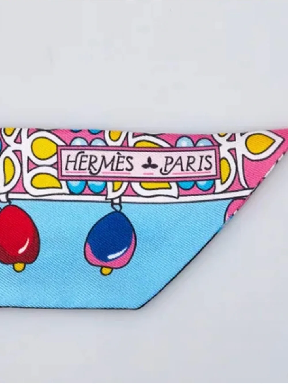 Hermes silk Parures Des Maharajas Twilly Ciel Blk Rose Vif - Picture 5 of 9